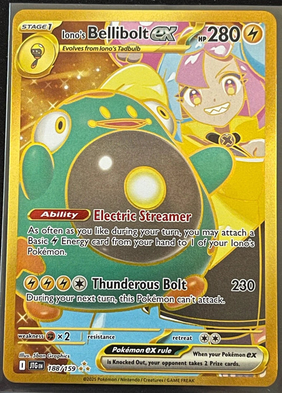 Iono’s Bellibolt EX - Pokemon Journey Together FULL ART GOLD Holo Hyper Rare #188/159