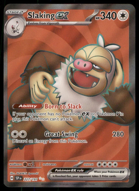 Slaking EX  - Pokemon Surging Sparks FULL ART Holo Foil Ultra Rare #227/191