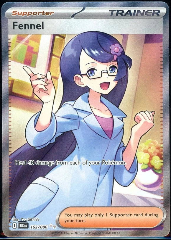 Fennel Trainer - Pokemon Black Bolt FULL ART Holo Foil Secret Rare #162/086