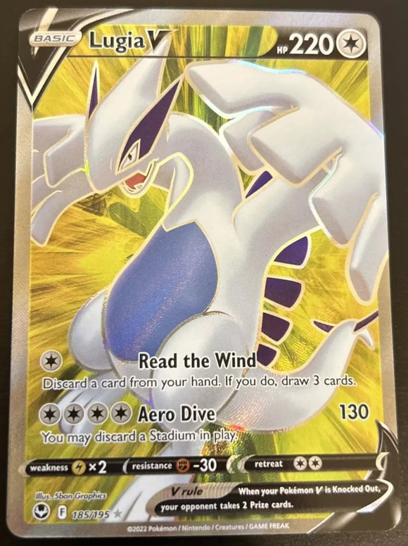 Lugia V - Pokemon Silver Tempest FULL ART Holo Foil Ultra Rare #185/195