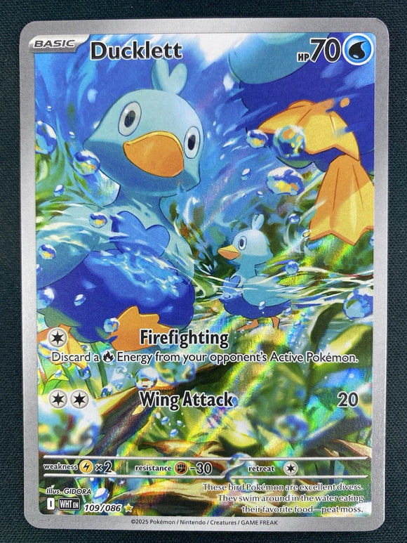 Ducklett - Pokemon White Flare FULL ART Holo Foil Illustration Rare #109/086