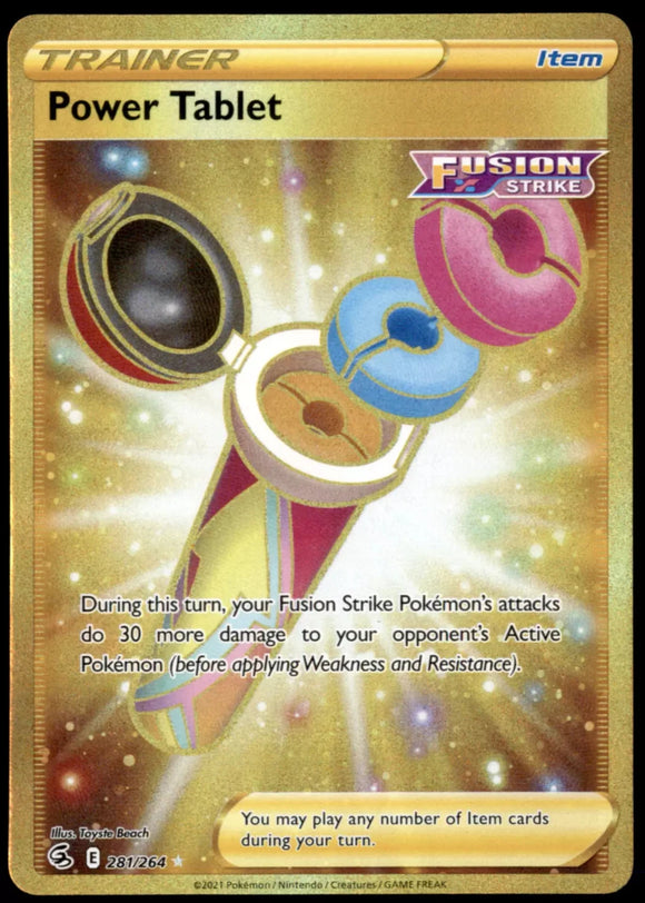 Power Tablet Trainer - Pokemon Fusion Strike FULL ART GOLD Holo Secret Rare #281/264