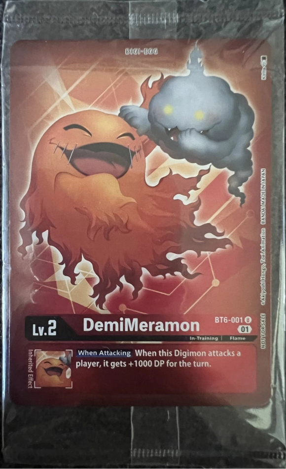 DemiMeramon BT6-001 U - Digimon BT6 Double Diamond SEALED ALT ART Foil Box Topper