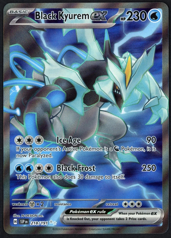 Black Kyurem EX  - Pokemon Surging Sparks FULL ART Holo Foil Ultra Rare #218/191