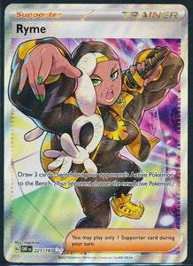 Ryme Trainer - Pokemon Obsidian Flames FULL ART Holo Foil Utra Rare #221/197