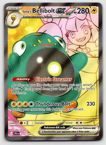 Iono's Bellibolt EX - Pokemon Journey Together FULL ART Holo Foil Ultra Rare #172/159