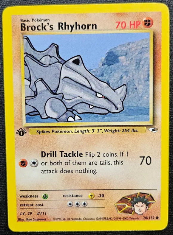 Brock's Rhyhorn - 2000 Pokemon Gym Heroes 1ST EDITION base #70/132 NM