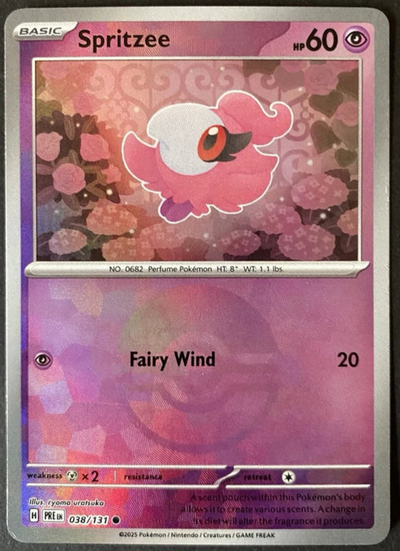 Spritzee - Pokemon Prismatic Evolutions POKE BALL Reverse Holo Foil Rare #038/131