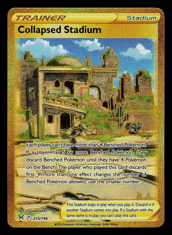 Collapsed Stadium Trainer - Pokemon Lost Origin FULL ART GOLD Secret Rare #215/196