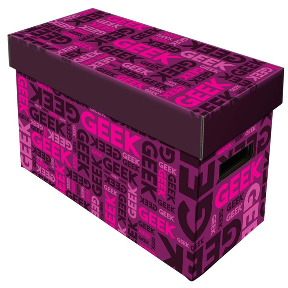 BCW Short Comic Cardboard Storage Box w/ Lid Pink Geek