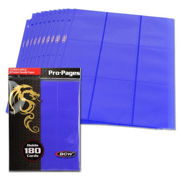 BCW Side-Loading 18-Pocket Pro Pages (10ct) - Blue