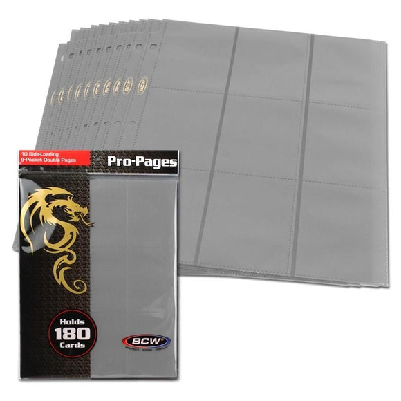 BCW Side-Loading 18-Pocket Pro Pages (10ct) - Grey