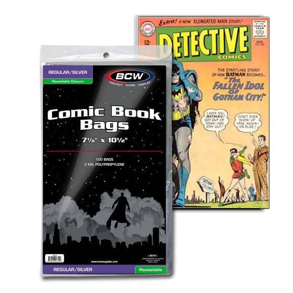 BCW Resealable Silver/Regular Comic Bags (100ct)