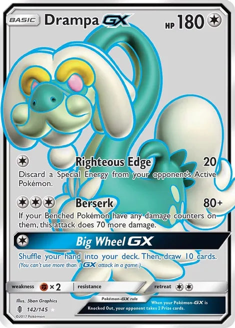 Drampa GX - Pokemon Guardians Rising Full Art Holo Foil Ultra Rare #142/145