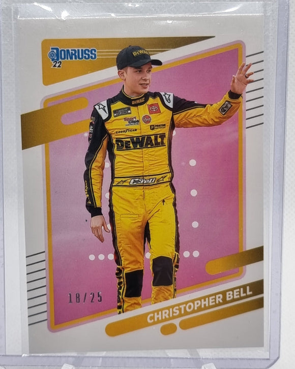 Christopher Bell /25 - 2022 Panini Donruss Racing PINK #83