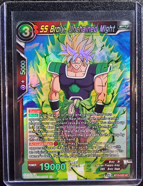 SS Broly, Unchained Might - Dragon Ball Supreme Rivalry Foil Uncommon BT13-025 UC