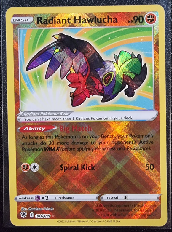 Radiant Hawlucha - Pokemon Astral Radiance Holo Foil Radiant Rare #081/189