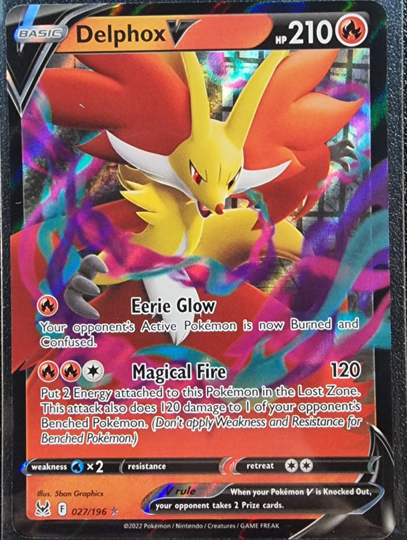 Delphox V - Pokemon Lost Origin Holo Foil Ultra Rare #027/196