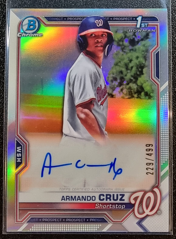 Armando Cruz /499 - 2021 Topps Bowman Chrome 1st Prospects Autographs Refractor #CPA-AC
