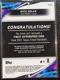Nick Solak RC - 2021 Topps Finest #FA-NS Finest Autographs Refractor