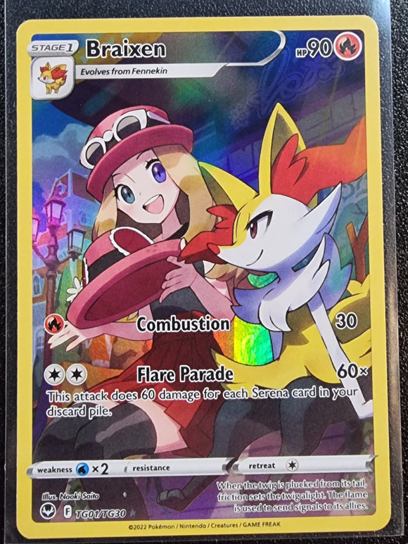 Braixen Trainer Gallery - Pokemon Silver Tempest Holo Foil Rare #TG01/TG30