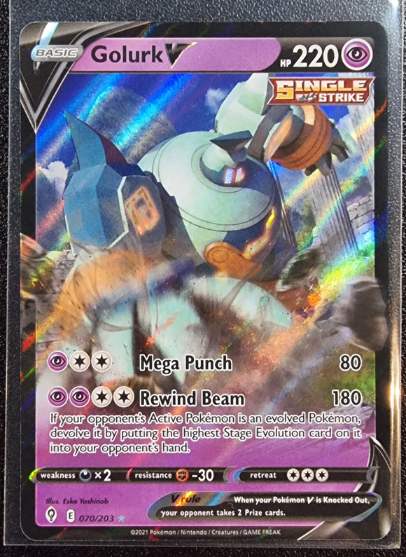 Golurk V - Pokemon Evolving Skies Holo Foil Ultra Rare #070/203