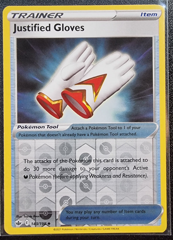 Justified Gloves - Pokemon Chilling Reign Reverse Holo Foil Uncommon #143/198