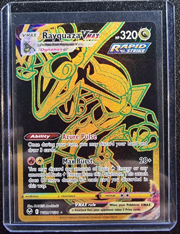 Rayquaza VMAX - Pokemon Silver Tempest FULL ART GOLD Secret Rare #TG29/TG30