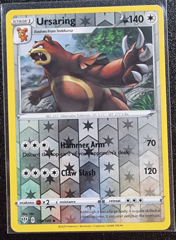 Ursaring - Pokemon Darkness Ablaze Reverse Holo Foil Uncommon #139/189