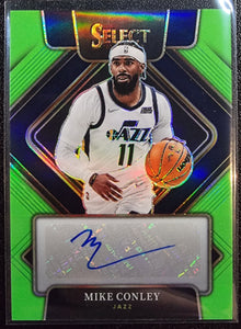 Mike Conley #/99 - 2021-22 Panini Select Signatures Neon Green Prizm #SG-MCL