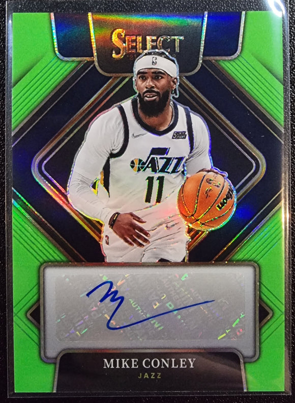 Mike Conley #/99 - 2021-22 Panini Select Signatures Neon Green Prizm #SG-MCL