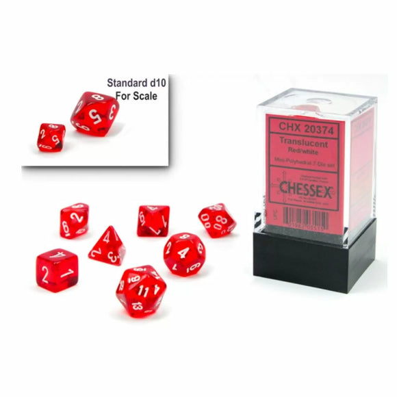 CHX 20374 Translucent Mini-Polyhedral Red/White 7-Die Set