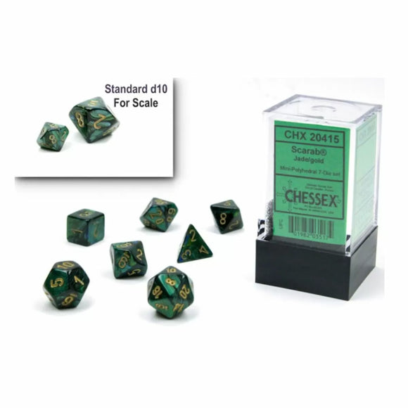 CHX 20415 Scarab Mini-Polyhedral Jade/Gold 7-Die Set