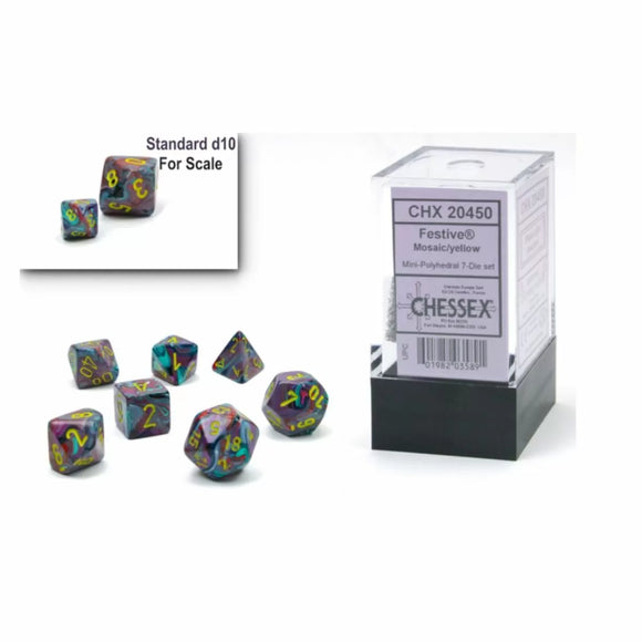 CHX 20450 Festive Mini-Polyhedral Mosaic/Yellow 7-Die Set