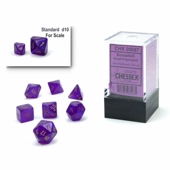 CHX 20587 Borealis Mini-Polyhedral Royal Purple/Gold Luminary 7-Die Set