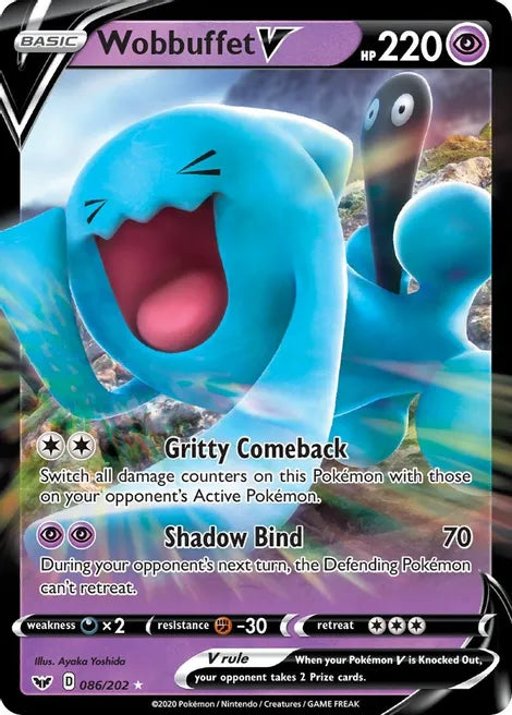 Wobbuffet V - Pokemon Sword & Shield Full Art Holo Foil Ultra Rare #086/202