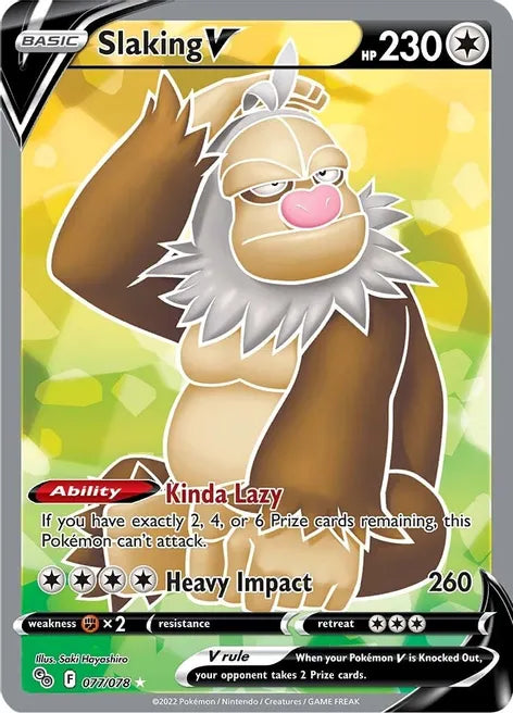 Slaking V - Pokemon GO FULL ART Holo Foil Ultra Rare #077/078