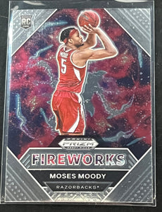 Moses Moody RC - 2021Panini Prizm Draft Picks Basketball FIREWORKS Base Parallel #9