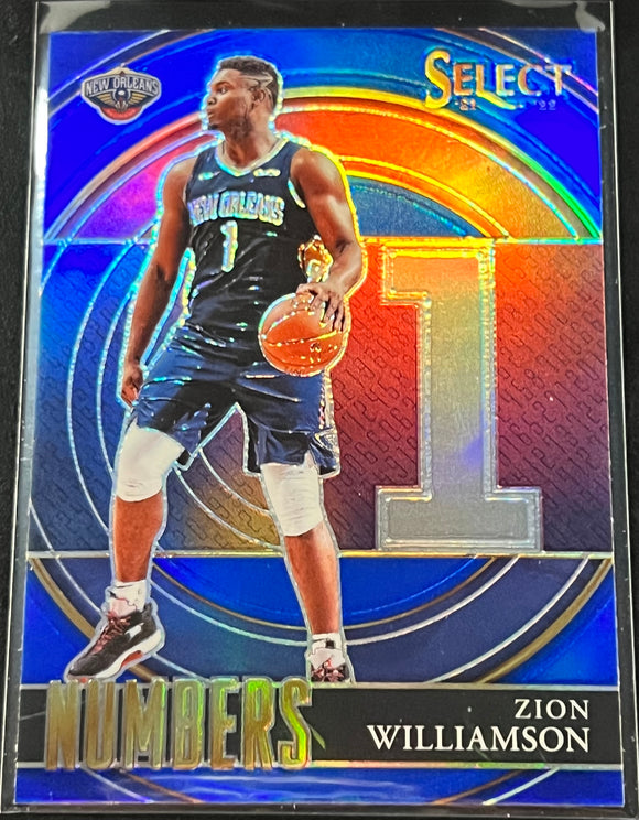 Zion Williamson - 2021-22 Panini Select Basketball NUMBERS BLUE #19