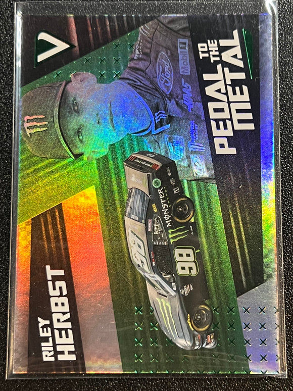 Riley Herbst - 2022 Panini Chronicles Victory Lane Racing PEDAL TO THE METAL GREEN PARALLEL #3