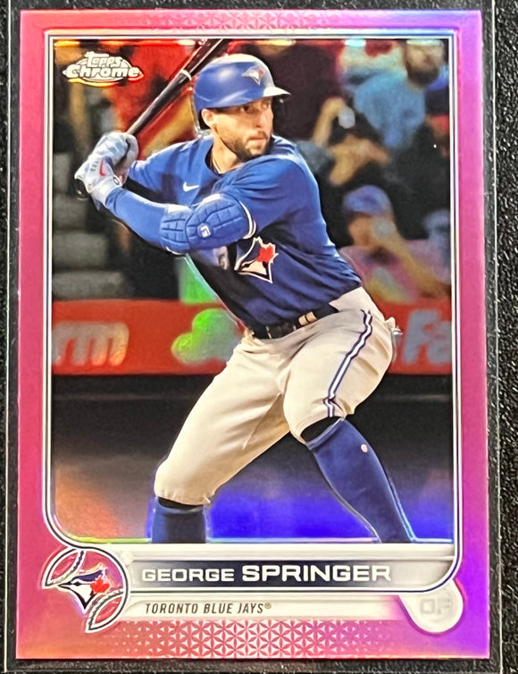 George Springer - 2022 Topps Chrome Baseball PINK REFRACTOR #214 - Blue Jays