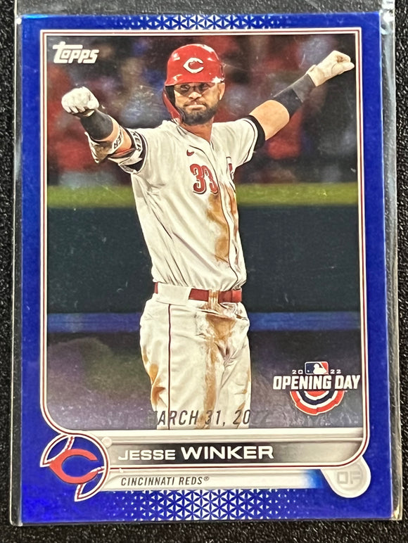 Jesse Winker - 2022 Topps Opening Day Baseball BLUE PARALLEL #182