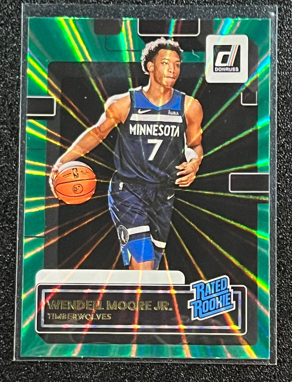 Wendell Moore JR RC - 2022-23 Panini Donruss Basketball RATED ROOKIE GREEN LASER #226