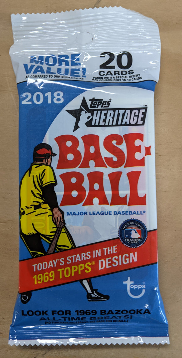 2018 Topps Heritage MLB Baseball cards - Cello/Fat/Value Pack