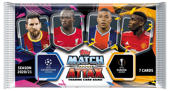 2020-21 Topps Match Attax UEFA Champion's League UCL Soccer Trading Cards - Booster Pack