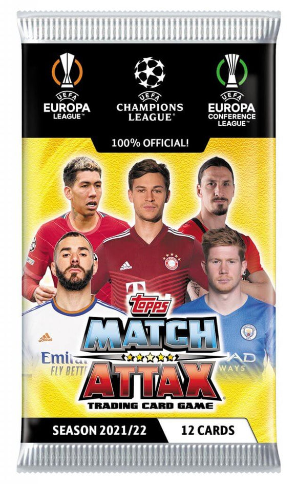 2021-22 Topps Match Attax UEFA Champion's League UCL Soccer Trading Cards - Booster Pack