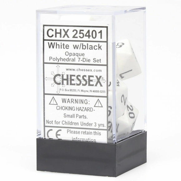 CHX 25401 Opaque Polyhedral White/Black 7-Die Set