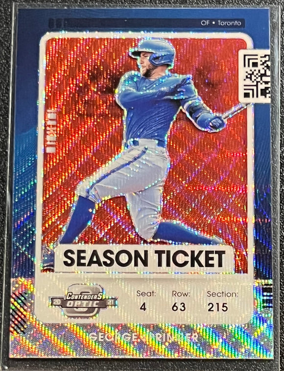 George Springer- 2021 Panini Contenders Baseball Season Ticket Optic Red Wave #94