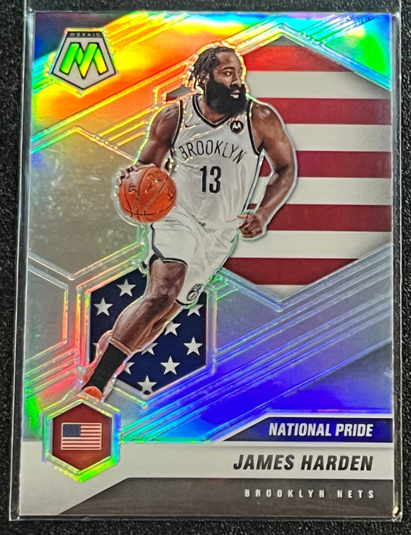 James Harden - 2020-21 Panini Mosaic Basketball NATIONAL PRIDE SILVER Parallel #256