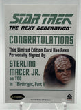 Sterling Macer Jr "Toq" - 2015 Rittenhouse Star Trek The Next Generation Autograph